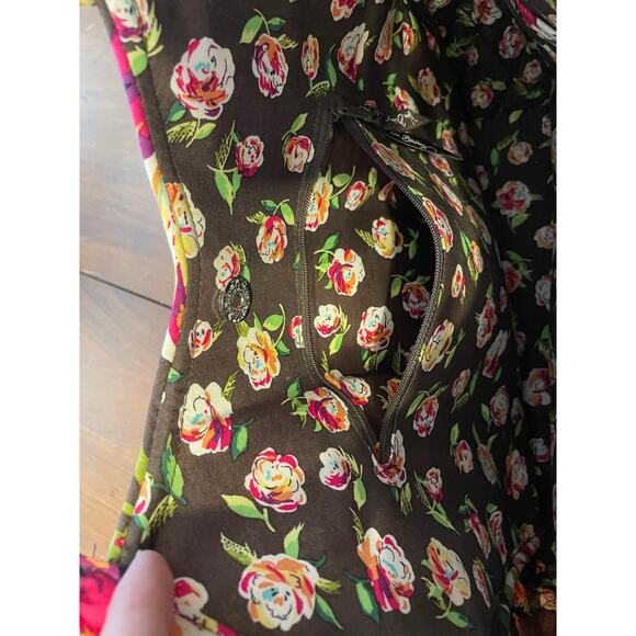 Vera Bradley English Rose Pattern Two-Way Tote Handbag Brown Pink Peach & Green - Picture 5 of 5